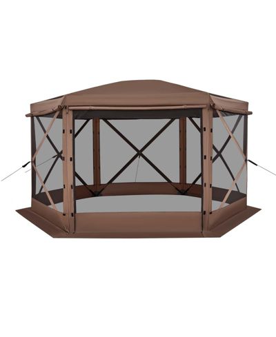 INOLAIT 12 x 12 ft 6-Sided Pop-up Screen Tent Camping Canopy with Removable Top