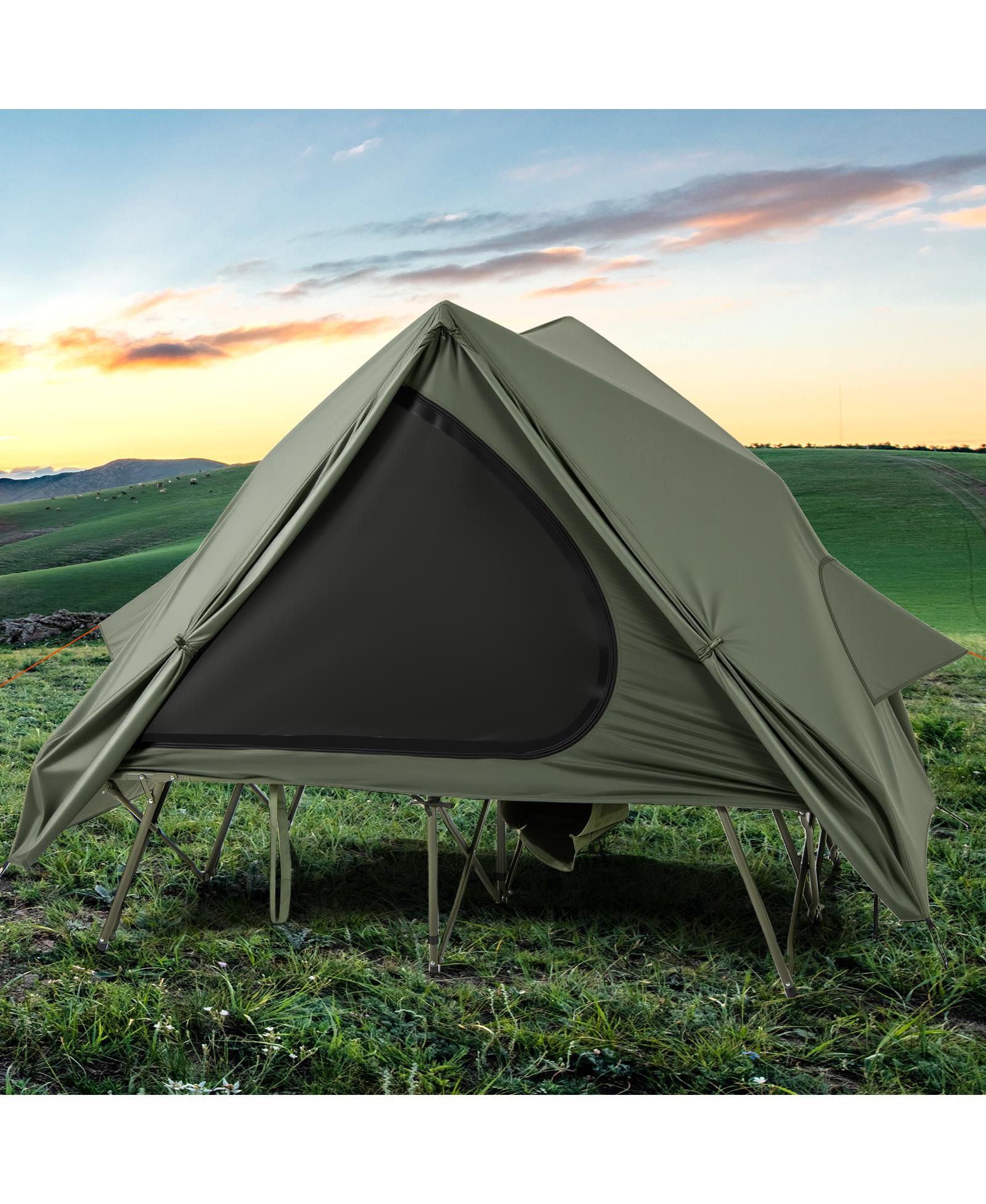 Slickblue Foldable 2 Person Camping Cot Tent Pop Up Shelter with Bag