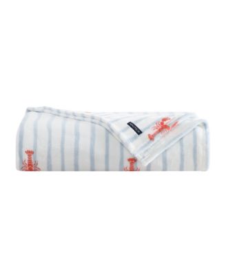 Nautica Lobster Watercolor Stripes Plush Blanket, Full/Queen