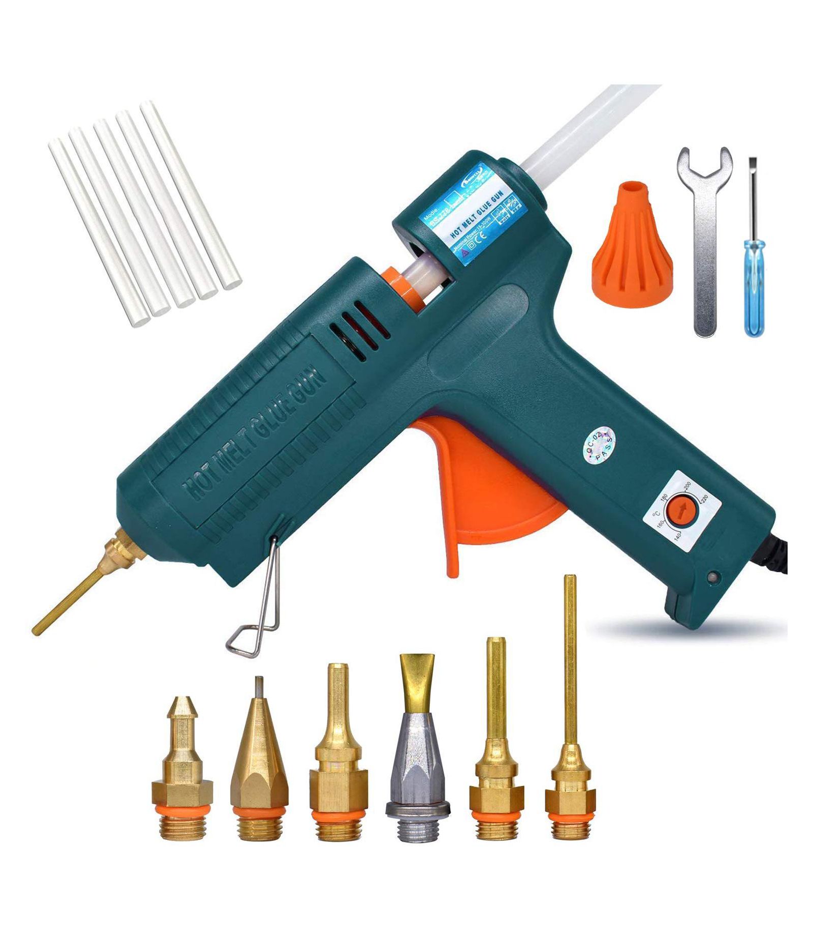 GNUADZ Hot Glue Gun 150W 6 Copper Nozzles Temperature Adjustable Craft Repair Tool Professional DIY Thermo 5pcs Viscous Sticks