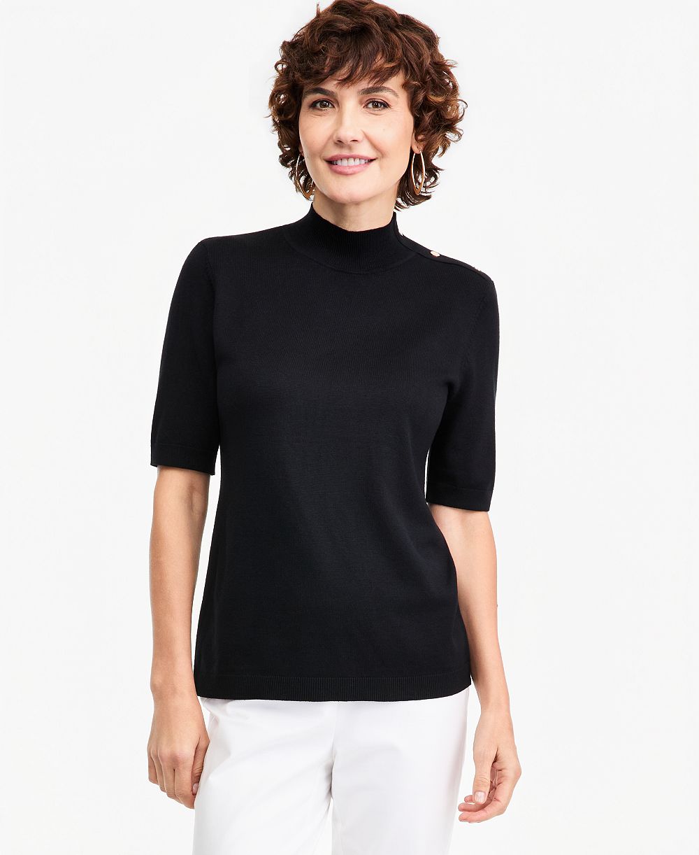 JM Collection petite Mock-Neck Short-Sleeve Sweater, Macy's Exclusive