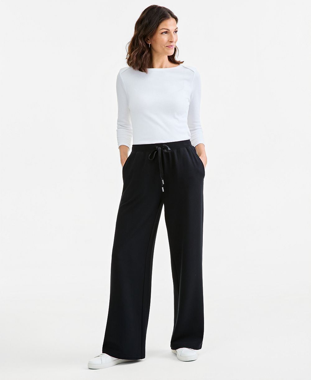 Style & Co Petite LuxLounge Fleece Pull-On Drawstring Wide-Leg Pants, Macy's Exclusive