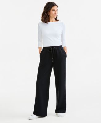 Style & Co Petite LuxLounge Fleece Pull-On Drawstring Wide-Leg Pants, Macy's Exclusive