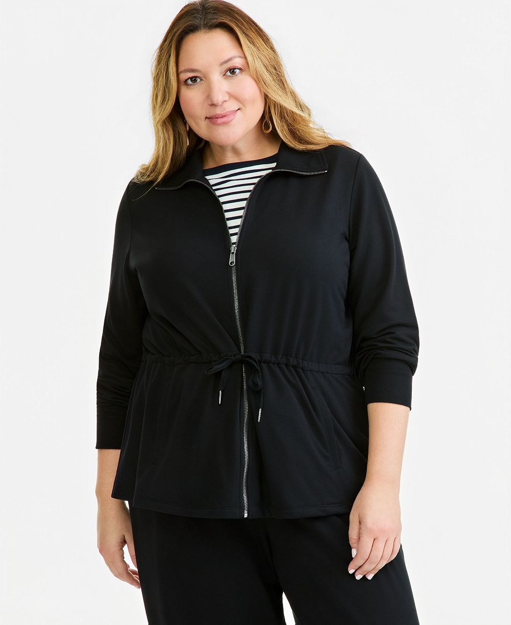 Style & Co Plus Size LuxLounge French Terry Zip-Up Jacket, Macy's Exclusive