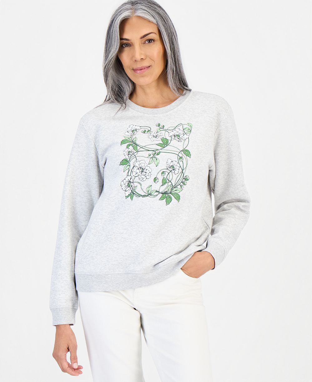 Style & Co Women's Graphic Long-Sleeve Crewneck Sweatshirt, Macy's Exclusive