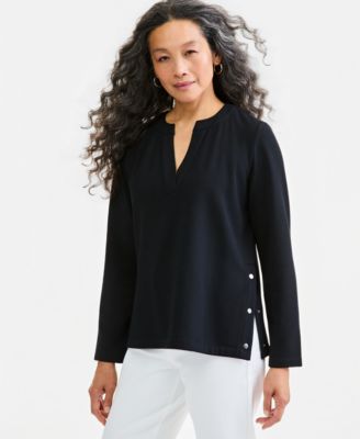 Style & Co Women's LuxLounge Fleece Splitneck Top, Macy's Exclusive