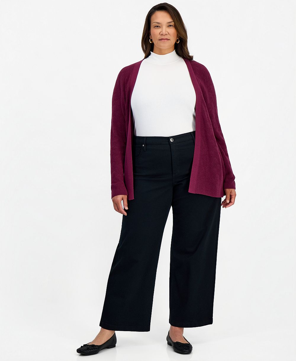Style & Co Plus High-Waist Wide-Leg Cotton-Blend Pants, Macy's Exclusive