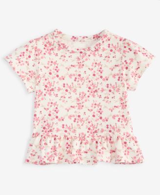 First Impressions Baby Girls' Mix & Match Short-Sleeve Floral-Print Peplum T-Shirt, Macy's Exclusive