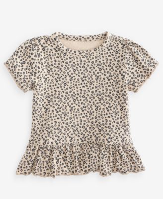 First Impressions Baby Girls' 3M-24M Mix & Match Short-Sleeve Leopard-Print Peplum Top, Macy's Exclusive