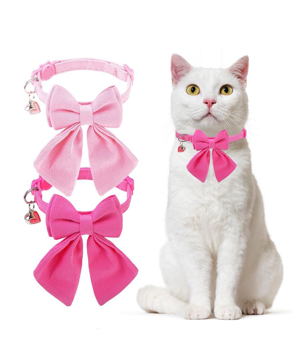 ARONKL Breakaway Cat Collars with Bells Pure Cotton Adjustable Cute Bowtie Kitten Collars