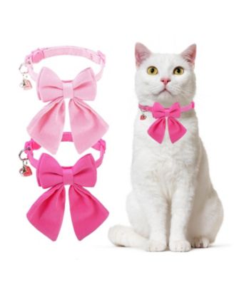ARONKL Breakaway Cat Collars with Bells Pure Cotton Adjustable Cute Bowtie Kitten Collars