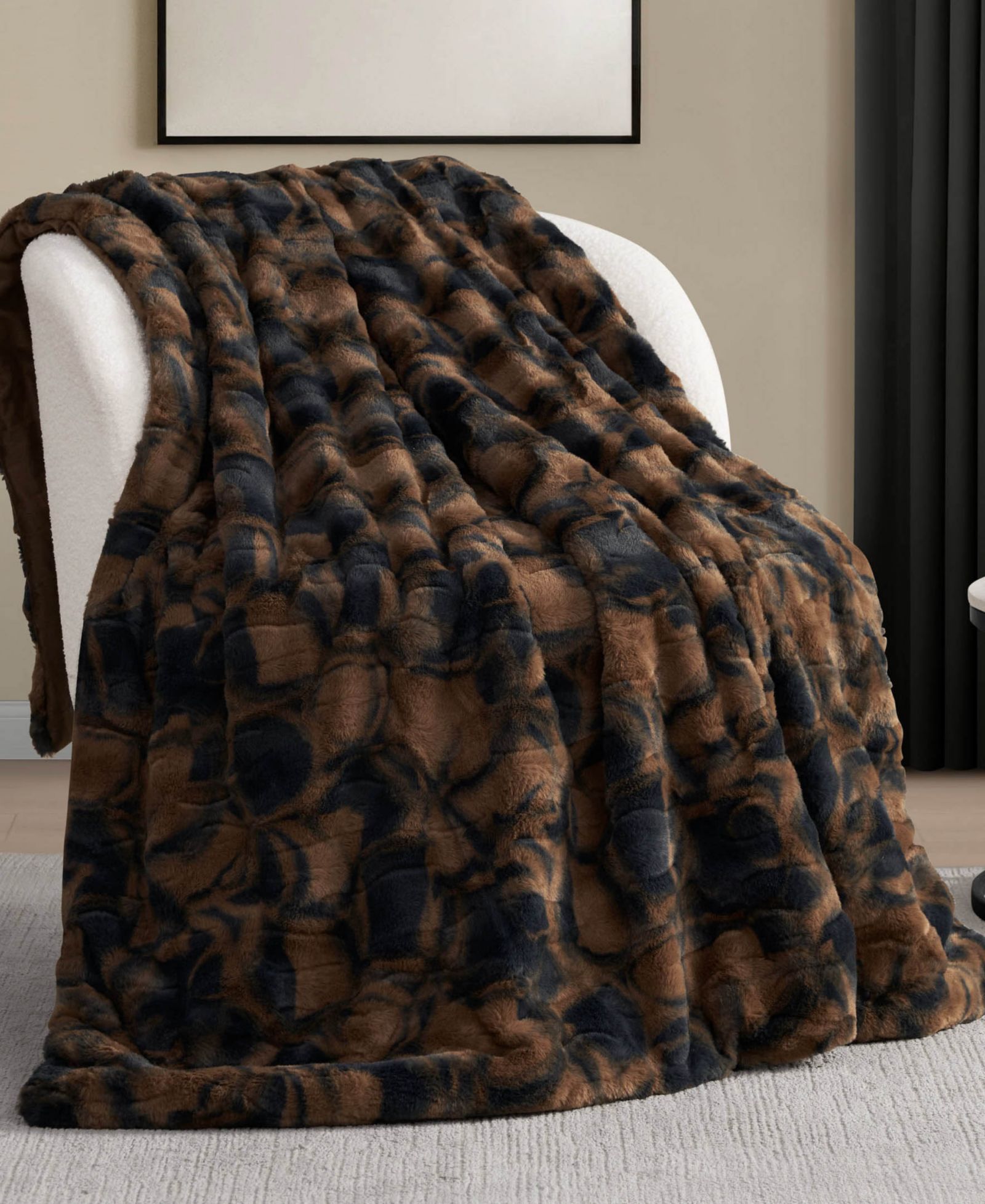 Nine West Embossed Faux Fur Throw, 50" x 70"
