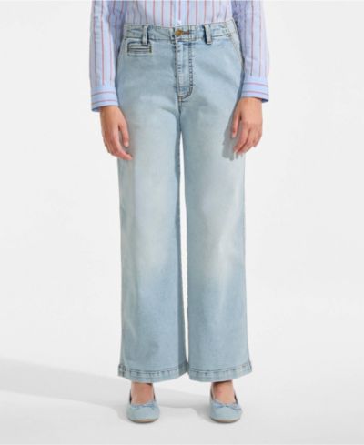 Lands' End Женские джинсы Recover Denim с заниженной талией и широкими штанинами