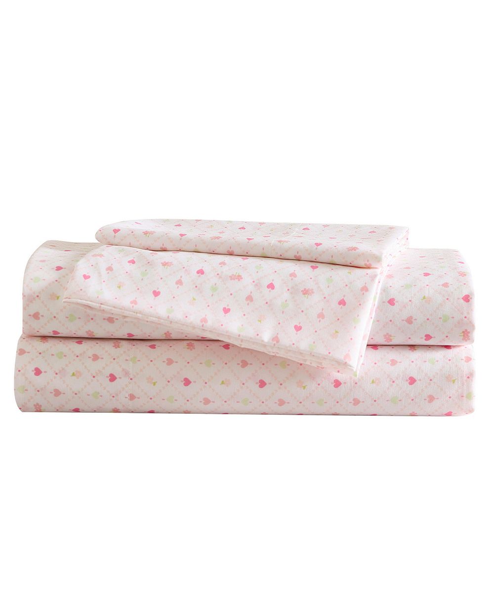 Laura Ashley Heart Geo Ditsy Microfiber 3-Piece Sheet Set, Twin