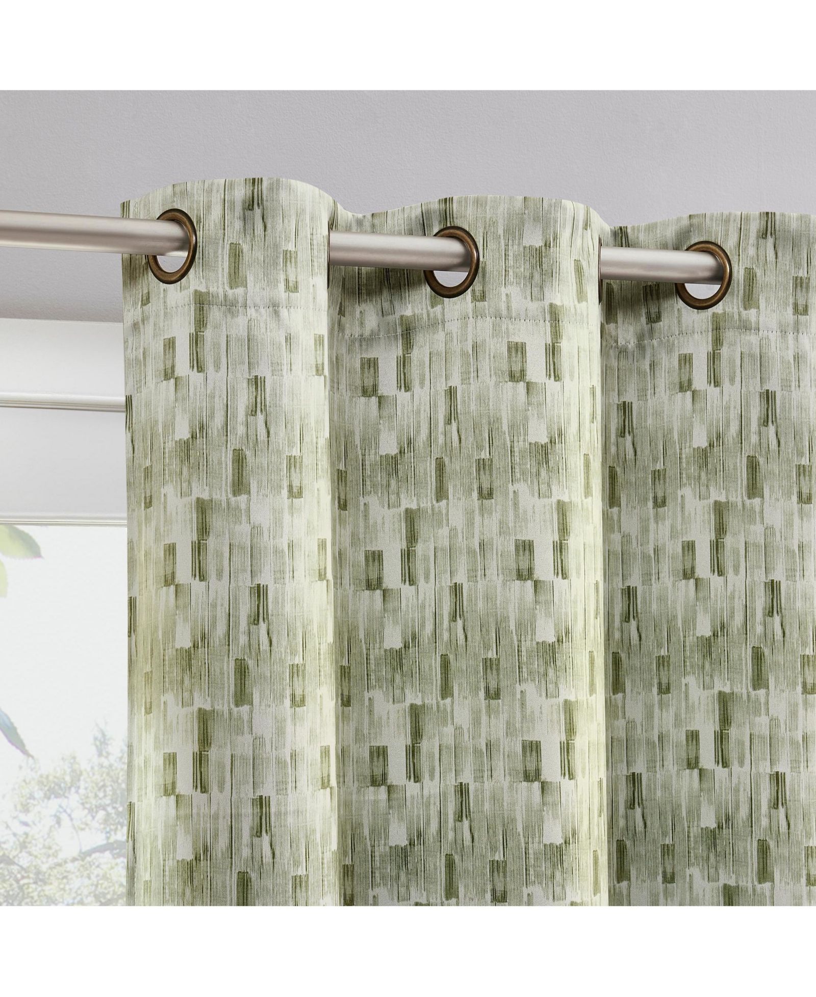 Sun Zero Vernon Monochrome Brushstrokes Magnetic Closure Blackout Grommet Curtain Panel Pair