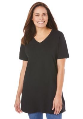 Woman Within Women's Within Perfect Short-Sleeve V-Neck Tunic