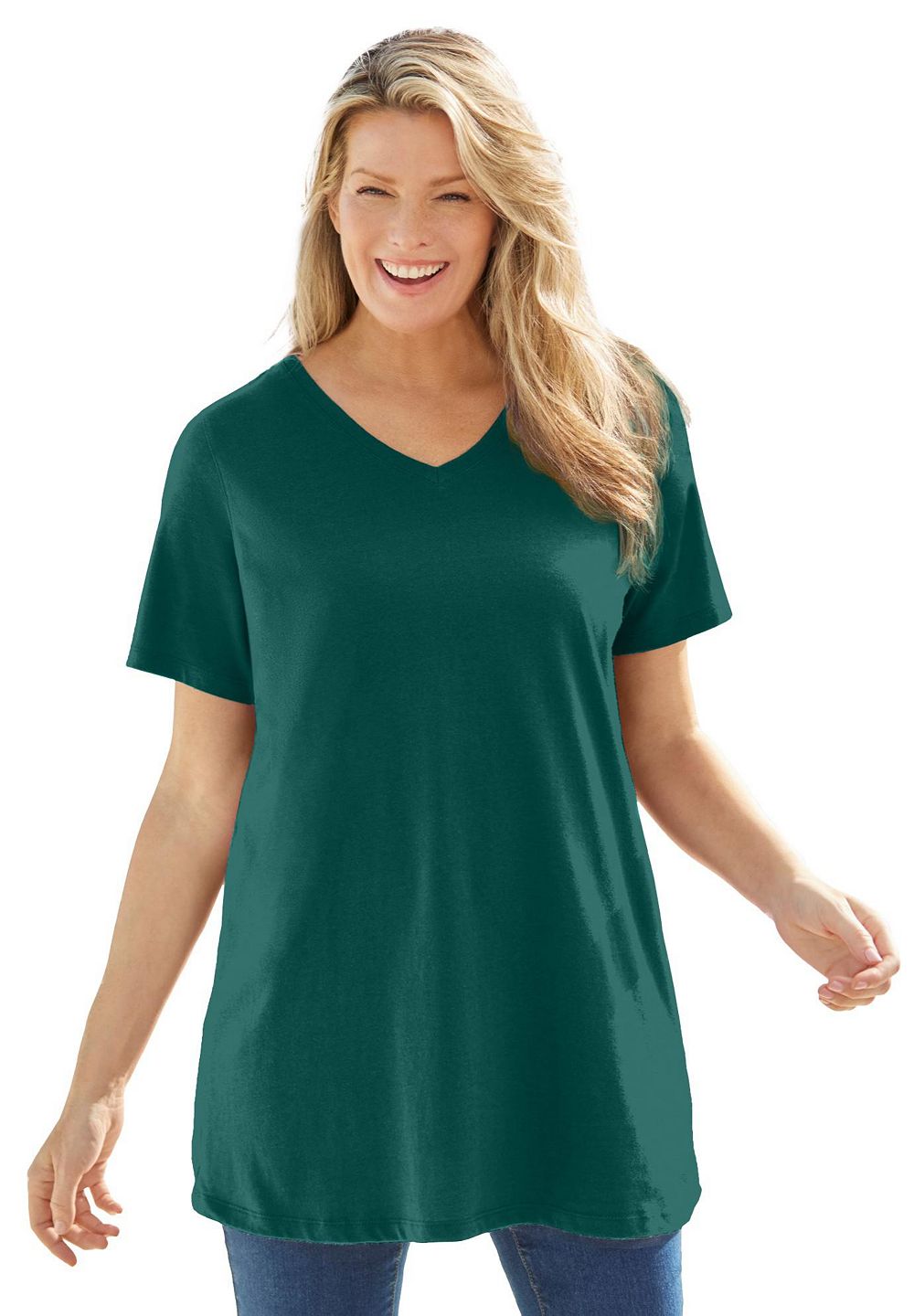 Женский туник-топ Woman Within Within Perfect Short-Sleeve V-Neck