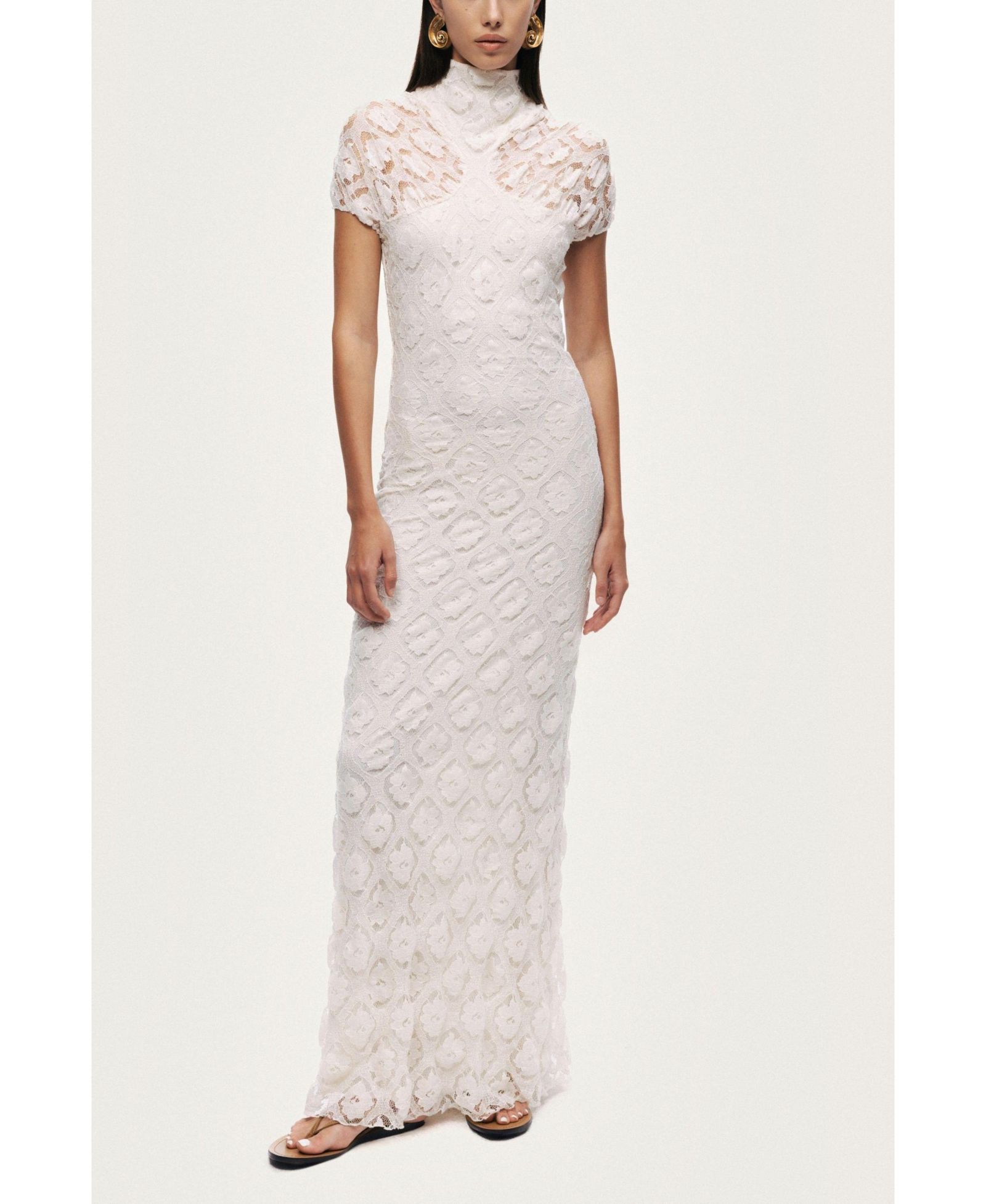 NOCTURNE Women's High-Neck Lace Maxi Dress