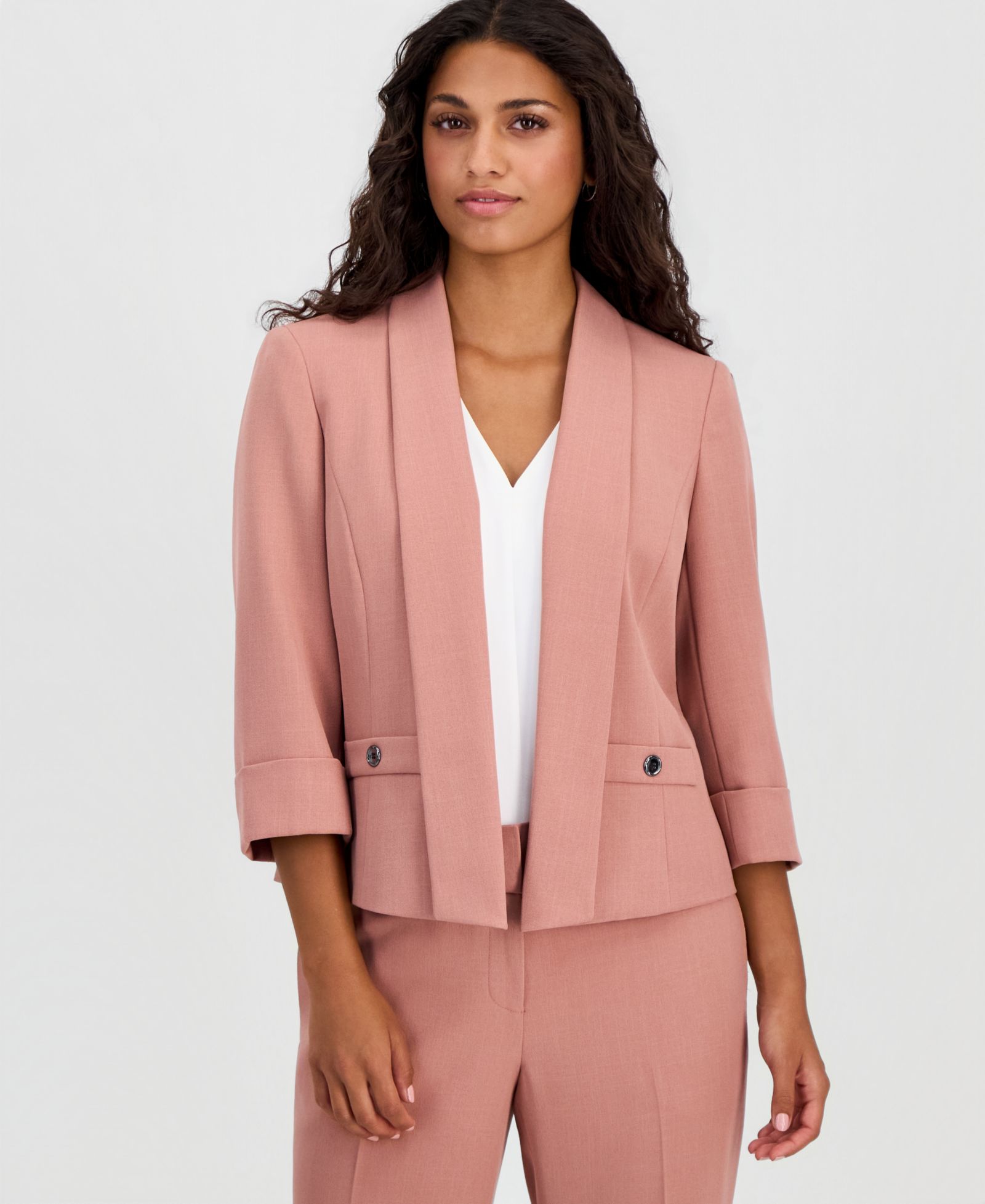 Kasper Petite Shawl Collar Open-Front Blazer