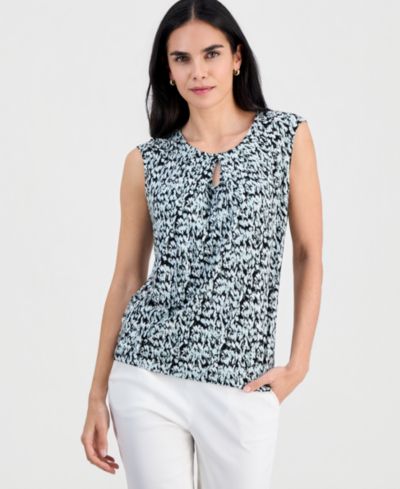 Женский топ Kasper Petite Printed Keyhole Sleeveless