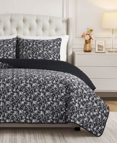 BCBG Floral Vanna Velvet 3-Piece Quilt Set, Full/Queen