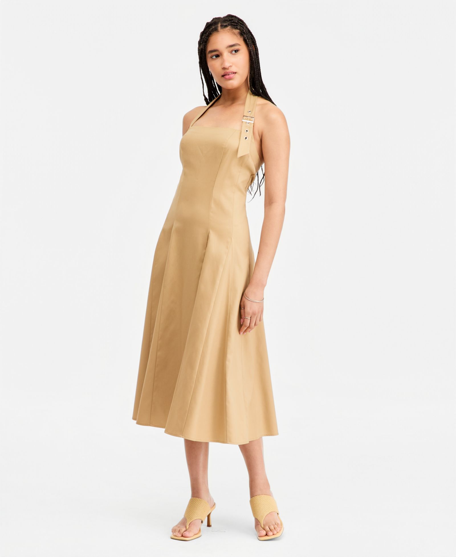 SENI & CADE Juniors' Buckle Halter-Strap Midi Dress