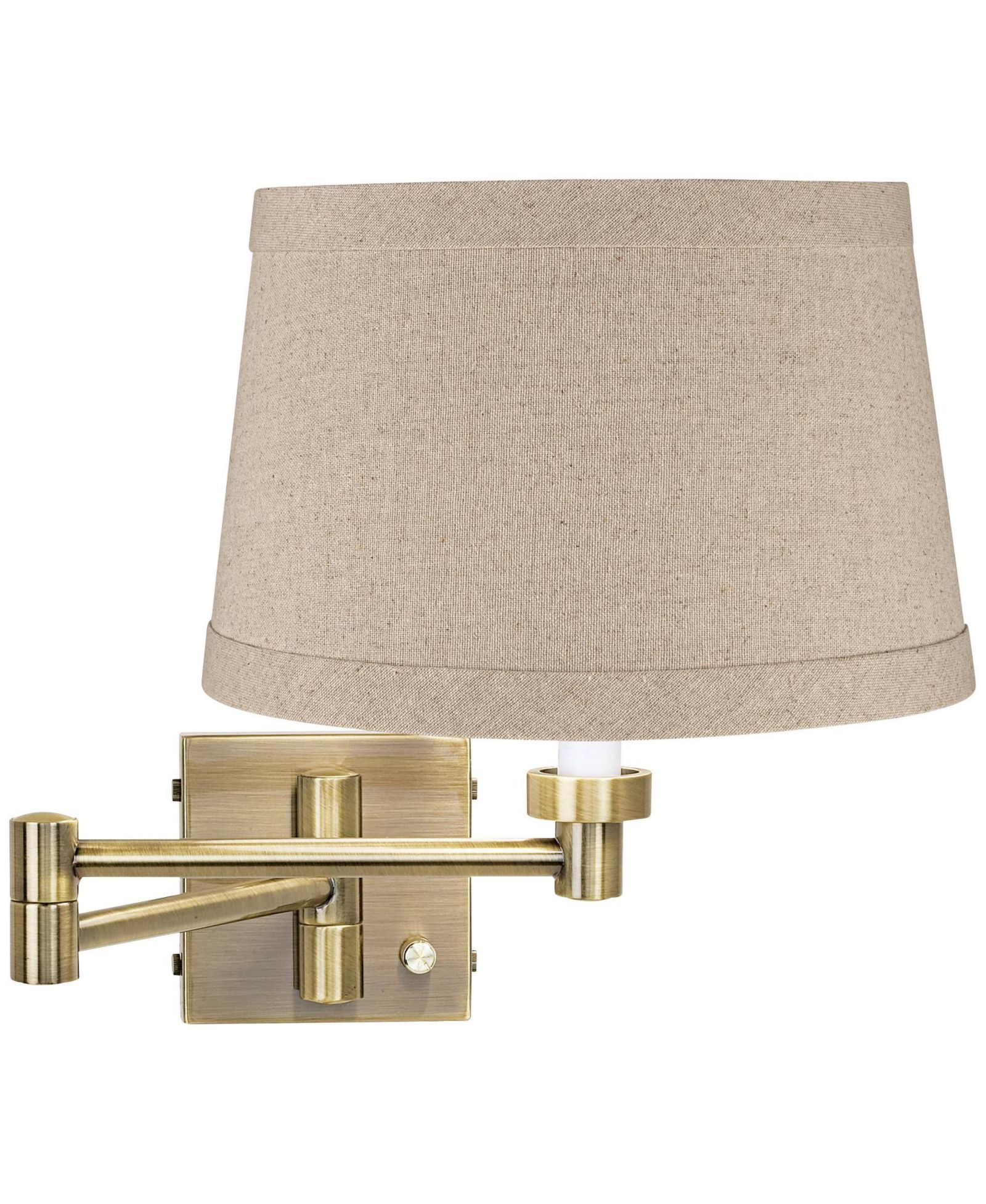 Barnes and Ivy настенная лампа с поворотным механизмом, Antique Brass, Linen Shade