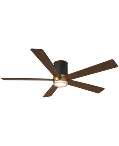 56" Casa Vieja Vex Matte Black LED Hugger Ceiling Fan with Remote