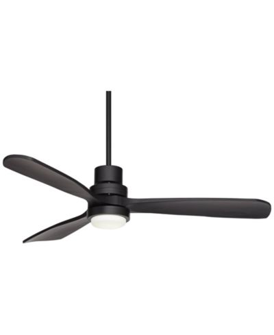 Casa Vieja 52" Delta DC Modern Indoor Outdoor Ceiling Fan 3 Blade CCT LED Light Remote Control Matte Black Finish Bedroom DC Motor