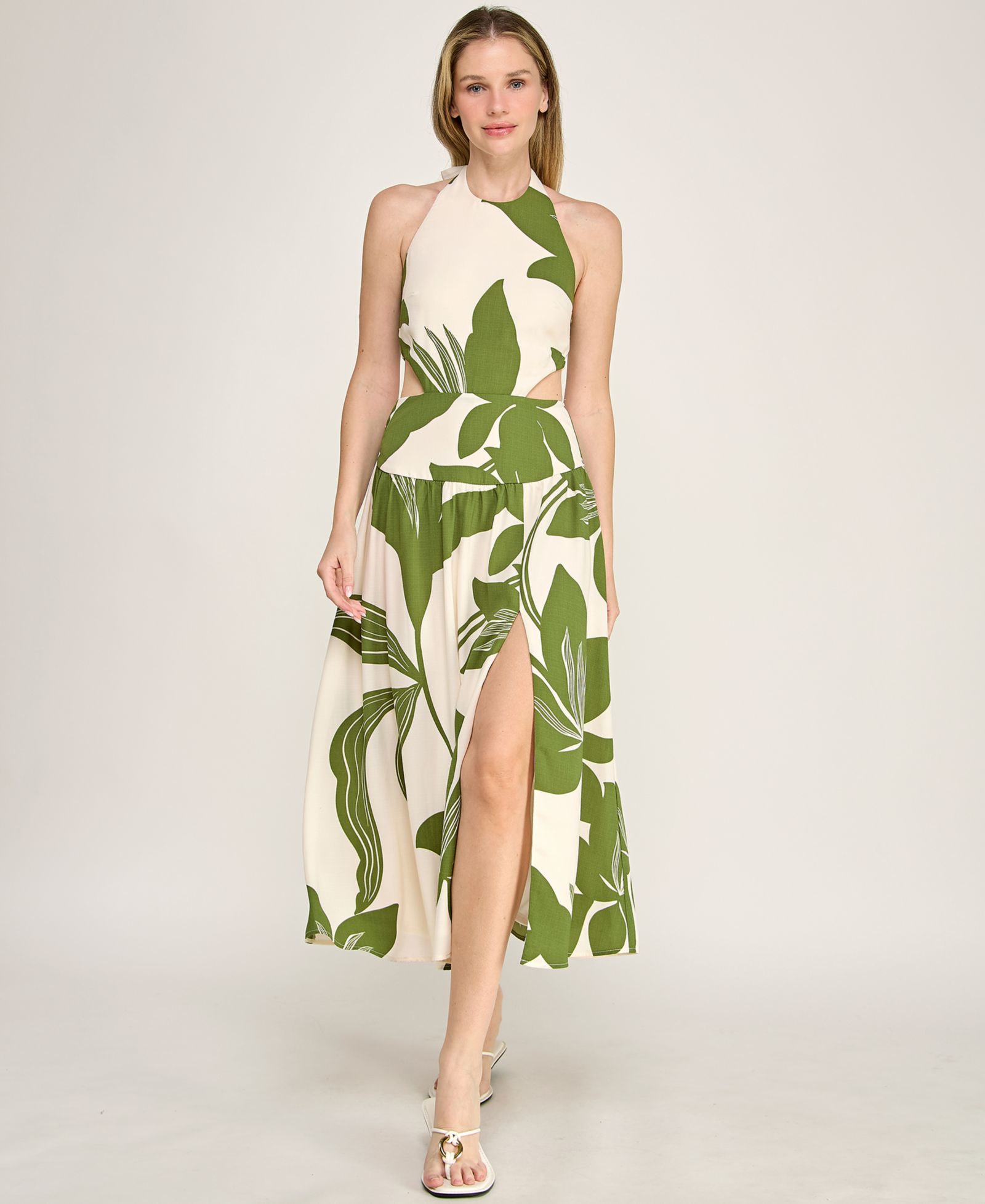 Женское миди платье ROW A Halter Neck Fit And Flare