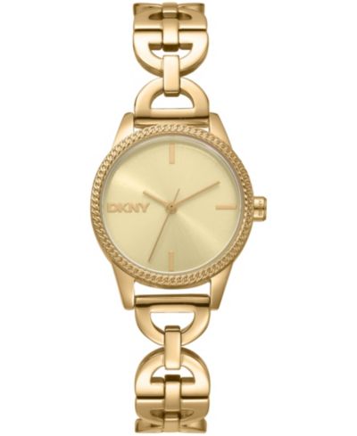 DKNY Women's Open Link Quartz Gold-Tone Stainless Steel Bracelet Watch 26mm