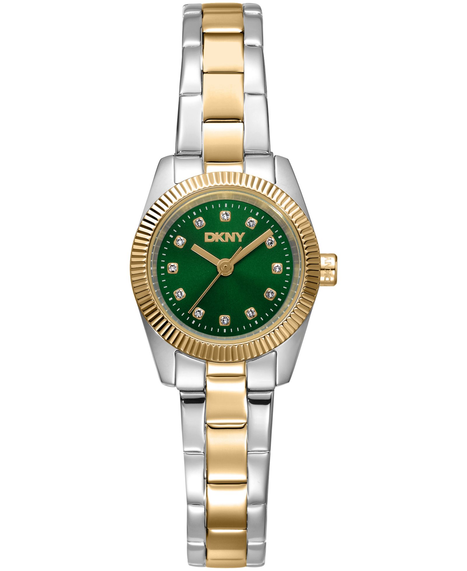 DKNY Женские наручные часы Mini Quartz, двухцветная нержавеющая сталь, 23mm
