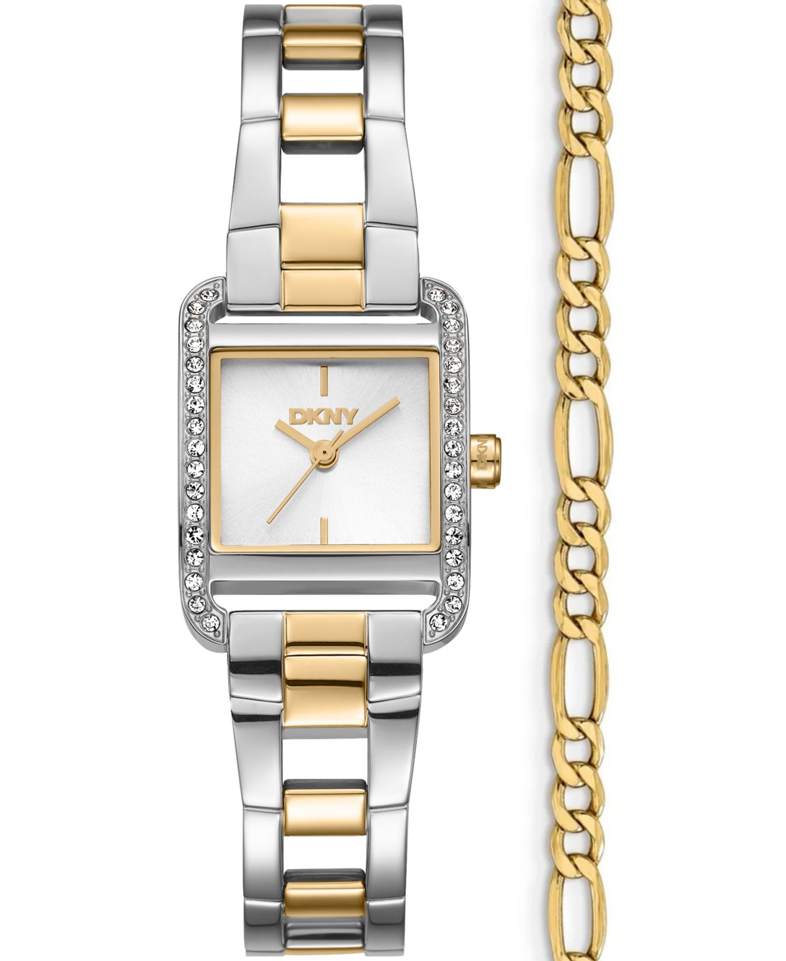 DKNY Женские часы Mini Quartz Two-Tone Stainless Steel Bracelet 23mm Gift Set