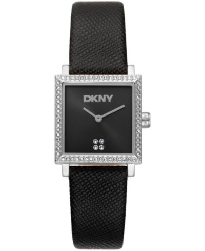 DKNY Женские часы Milanese Quartz, черный кожаный ремешок, 24x31mm