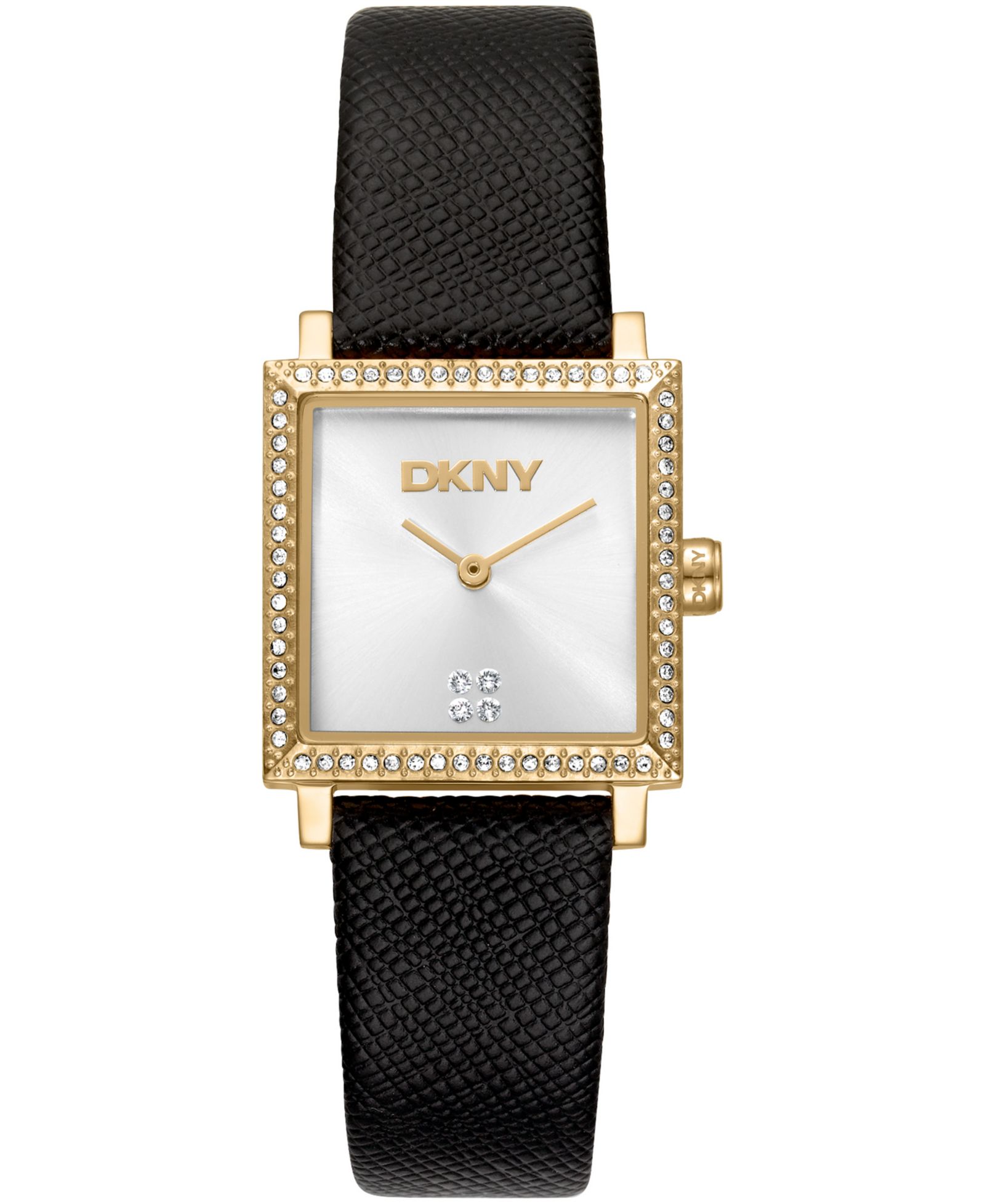Женские часы DKNY Milanese Quartz с черным кожаным ремешком 24x31mm