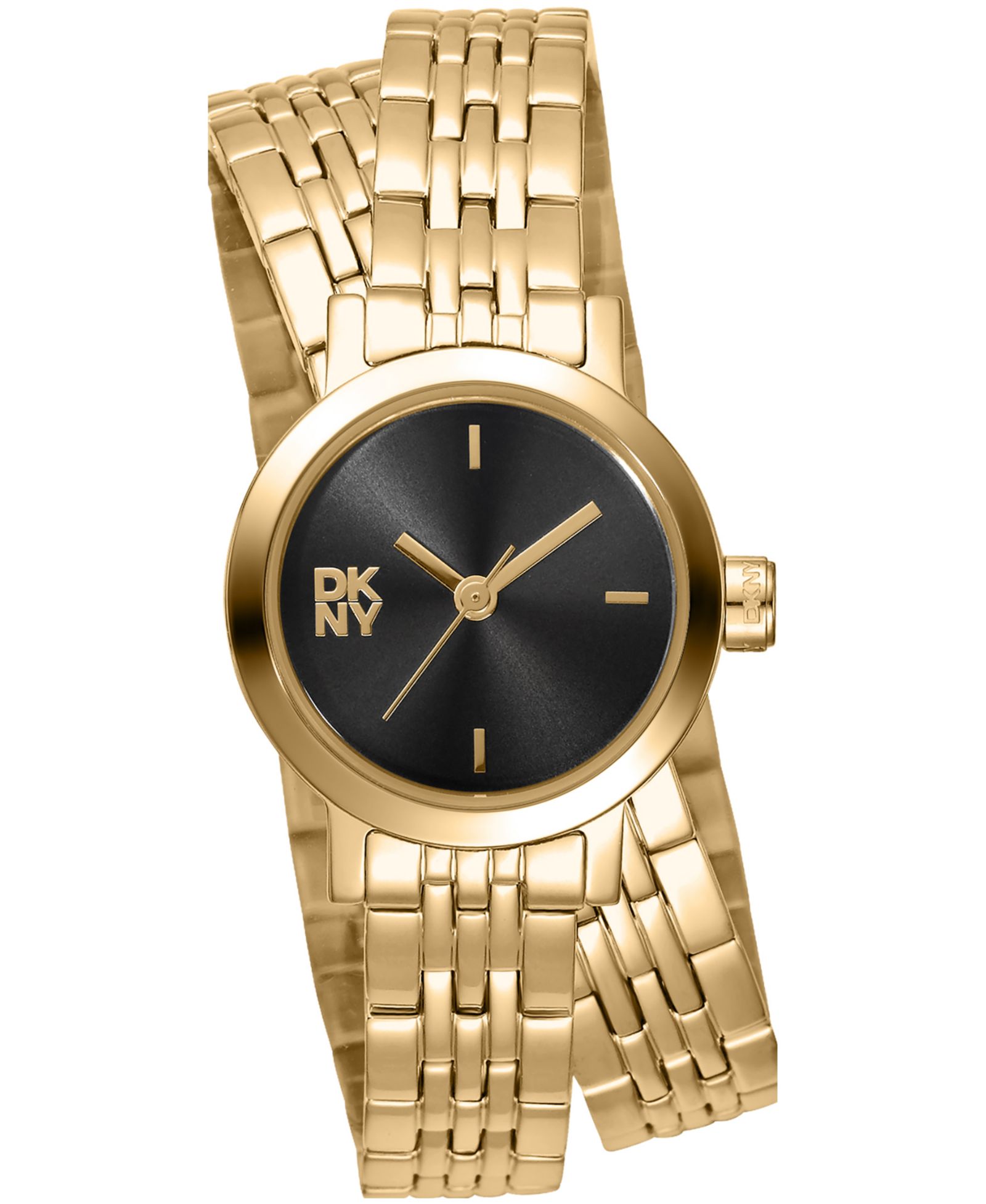 DKNY Women's Mini Quartz Gold-Tone Stainless Steel Double Bracelet Watch 23mm