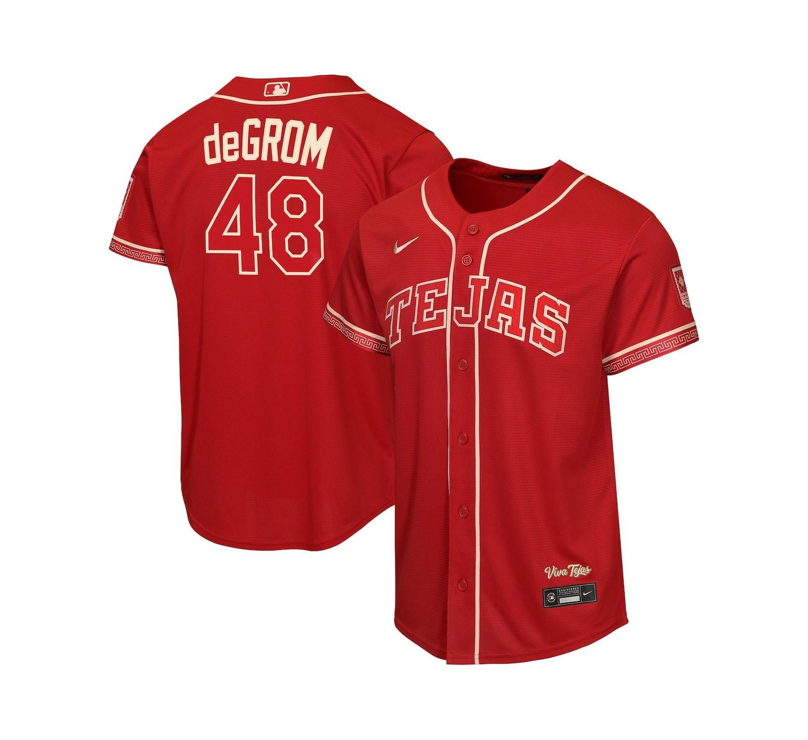 Детская джерси Nike Jacob DeGrom Red Texas Rangers 2026 City Connect