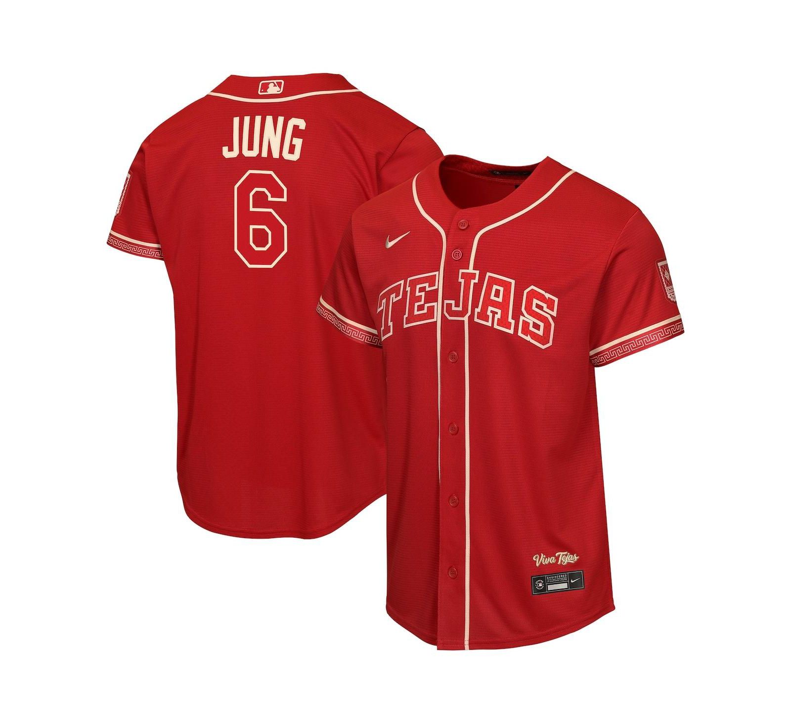 Nike Детская спортивная джерси Josh Jung Texas Rangers 2026 City Connect, красная