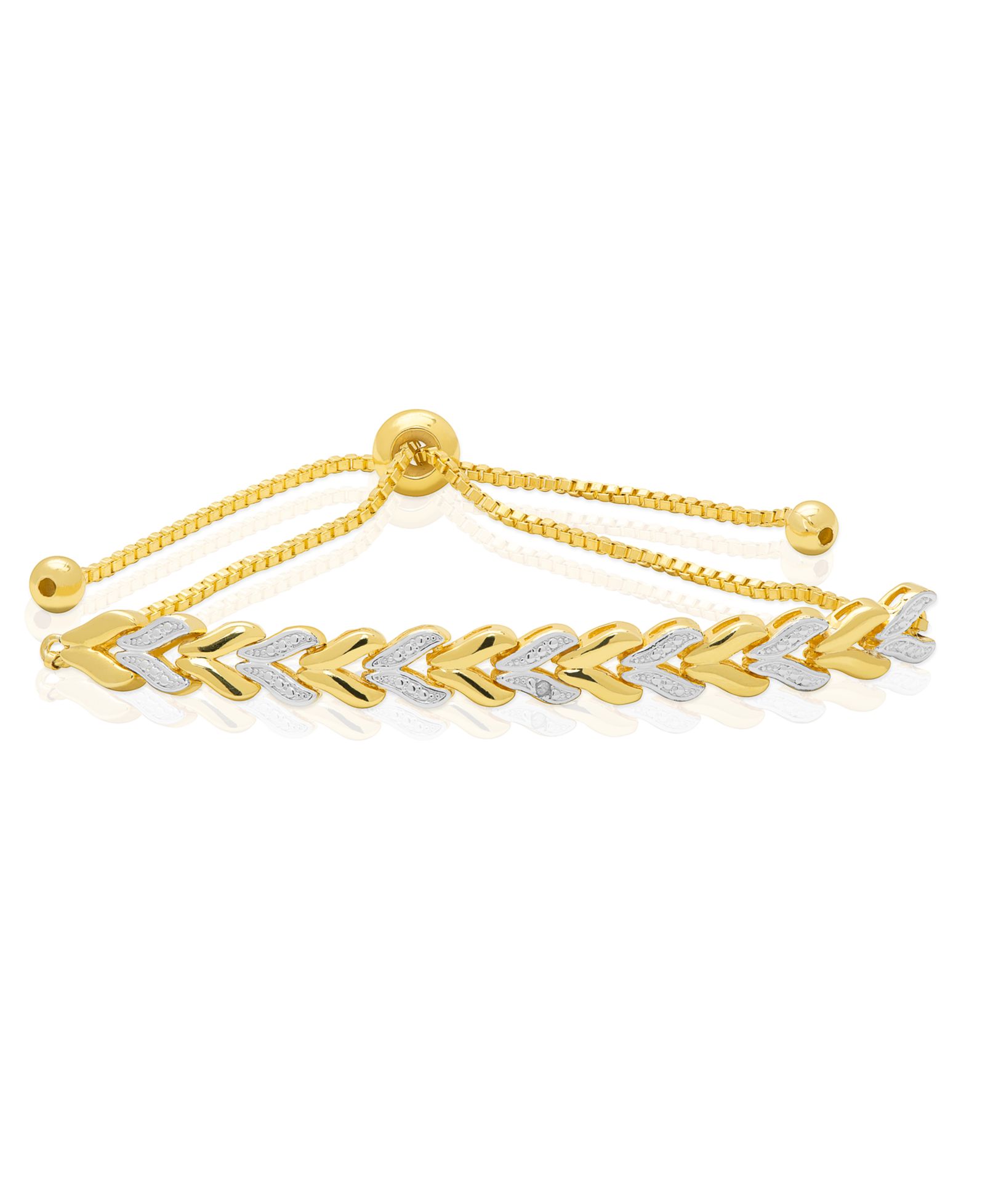 Macy's Diamond Accent (0.005  ct. t. w.) Chevron Link Adjustable Bolo Bracelet
