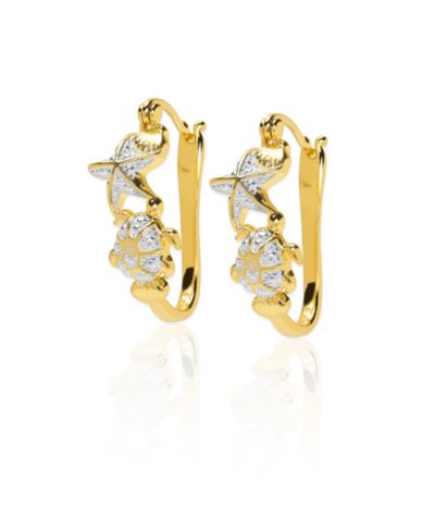 Macy's Diamond Accent (0.01  ct. t. w.) Sealife Hoop Earrings