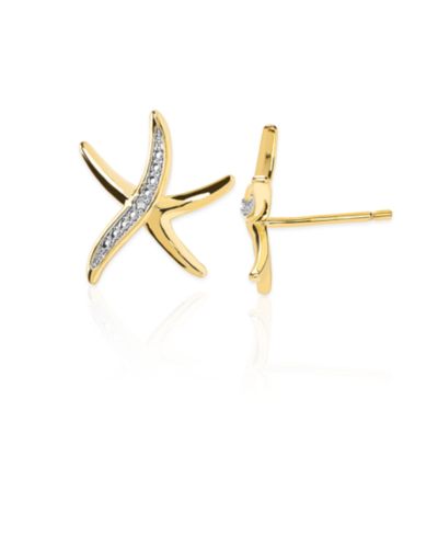 Macy's Diamond Accent (0.01  ct. t. w.) Starfish Stud Earrings