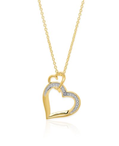 Подвеска Macy's Diamond Accent 0.005 (ct. t. w.) Double Heart