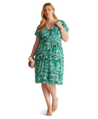 ESTELLE Women's Antibes Resort V-Neck Print Shift Mini Dress