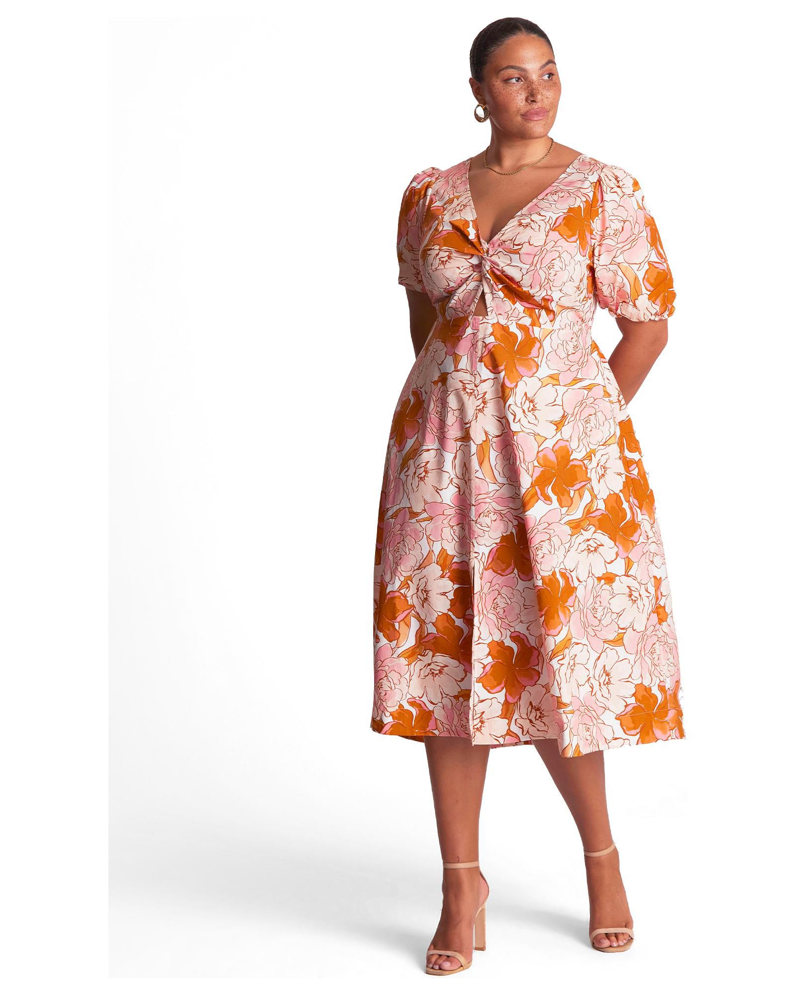 ESTELLE Женское миди-платье Amira Cotton Twist-Front Fit Flare