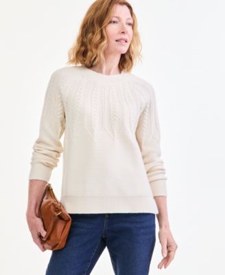 Style & Co Petite Relaxed-Fit Parachute Cable Crew Sweater, Macy's Exclusive