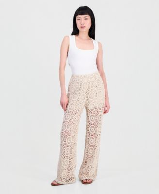 And Now This Women's Cotton Crochet Wide-Leg Pants, Macy's Exclusive
