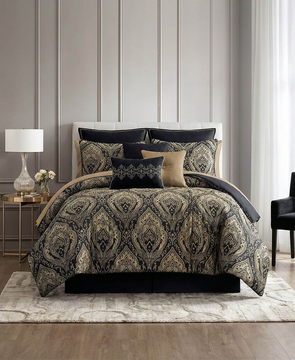 Medford Damask Bold Design 14-Piece Comforter Set, King