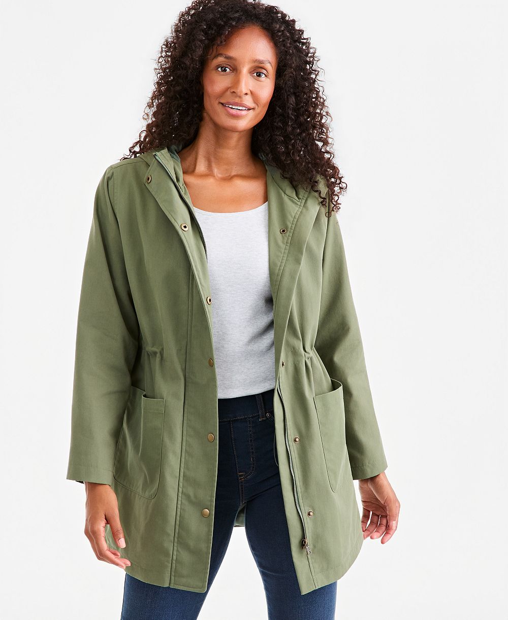 Женская парка Style & Co Cinched-Waist Hooded