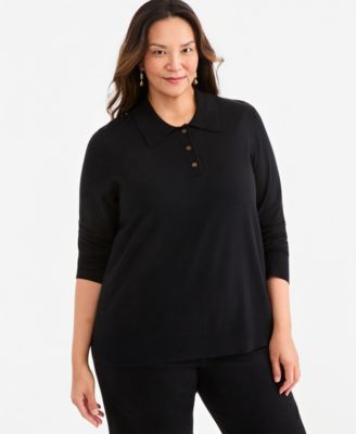 Style & Co Women's Long-Sleeve Polo Sweater, Macy's Exclusive