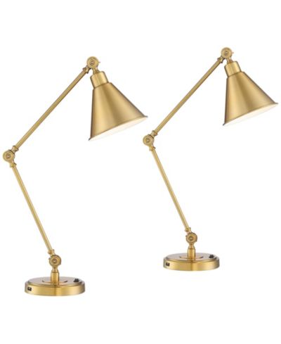 360 Lighting Wray Modern Adjustable Desk Lamps with USB Port, Set of 2, 26 3/4" Tall